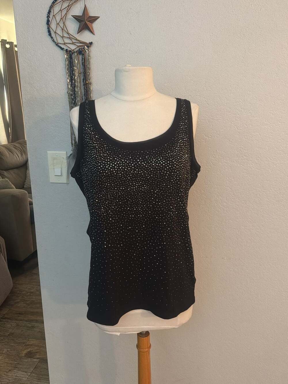 White House Black Market Studded Tank Top Size L Black